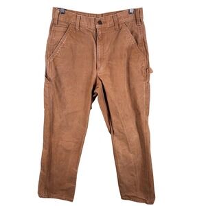 Carhartt Men's Size 32x32 Brown Duck Canvas Work Pants Carpenter Utility Style